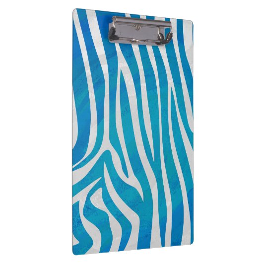 Zebra blauw en wit met monogram klembord (Rechts)