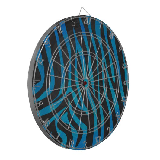 Zebra Blauw en zwart afdrukken Dartbord (Voorkant Links)
