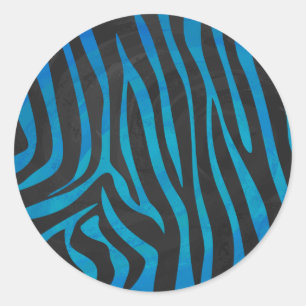 Zebra Blauw en zwart afdrukken Ronde Sticker