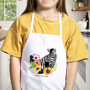 Zebra Blauw Kleurrijk Madeliefje Bloemendierentuin Kinder Schort