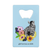 Zebra Blauw Kleurrijk Madeliefje Bloemendierentuin Kredietkaart Flessenopener (Achterkant)