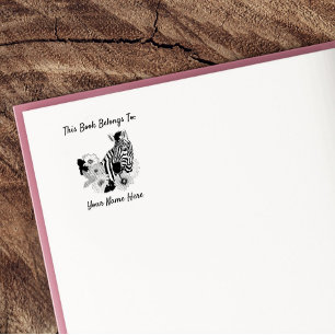 Zebra Blauw Kleurrijke Madeliefjes Bloem Boekplaat Rubberstempel