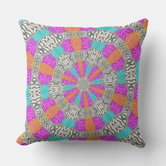 Zebra blauw Oranje roze cirkels Sierkussen (Voorkant)