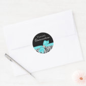Zebra Blauwgroen Blauwe Boog Diamant Quinceanera Ronde Sticker (Envelop)