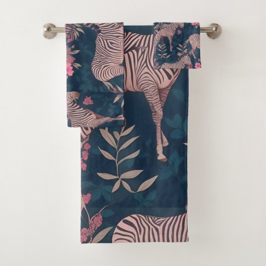 Zebra Bloemen Kleurrijk Gepersonaliseerd Patroon Bad Handdoek (Insitu)