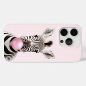 Zebra Blowing Pink Bubble Gum Speelse Kunst Case-Mate iPhone Case (Achterkant (horizontaal))
