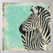 Zebra Blue Art Poster (Voorkant)