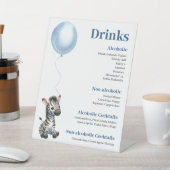 Zebra Blue Balloon Safari Baby shower Drinken teke Reclamebord Met Voetstuk (Insitu)