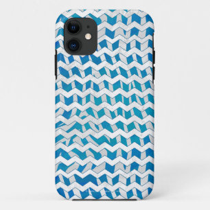 Zebra Blue en White Chevron iPhone 11 Hoesje