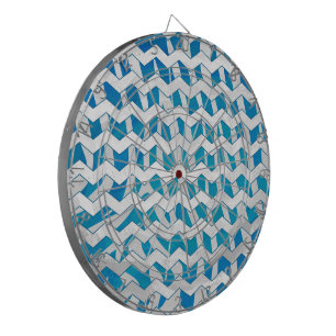 Zebra Blue en White Chevron Dartbord