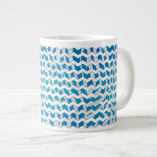 Zebra Blue en White Chevron Jumbo Mok