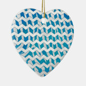 Zebra Blue en White Chevron Keramisch Ornament (Rechts)