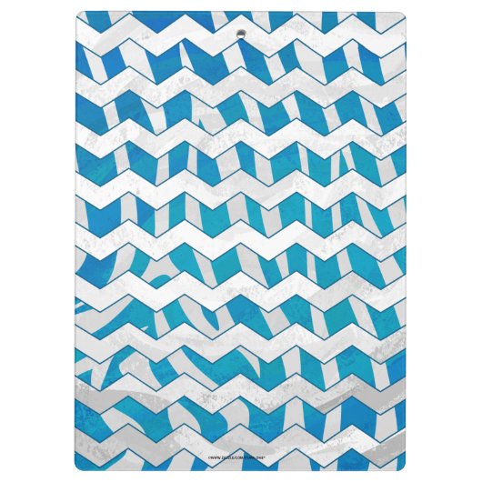 Zebra Blue en White Chevron Klembord (Achterkant)