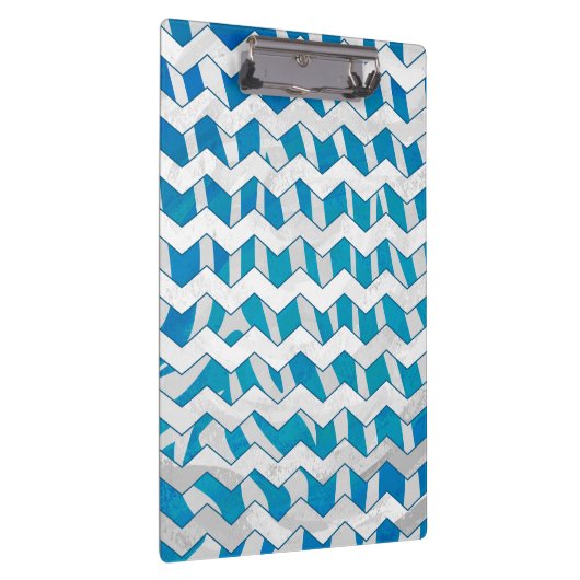 Zebra Blue en White Chevron Klembord (Rechts)