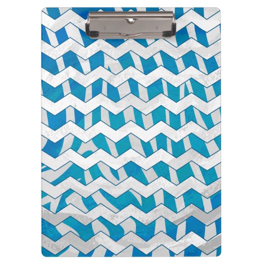 Zebra Blue en White Chevron Klembord (Voorkant)