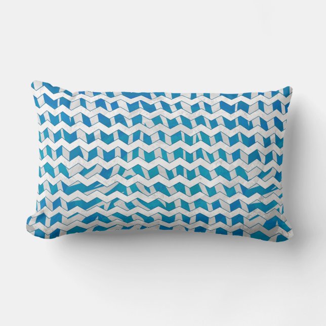Zebra Blue en White Chevron Kussen (Voorkant)