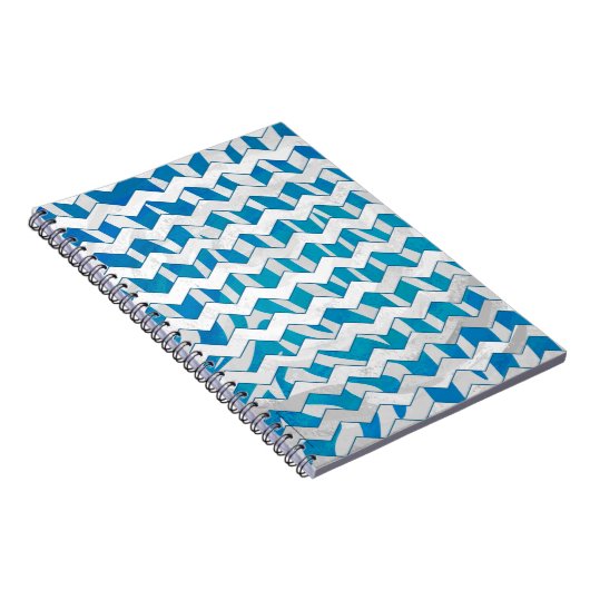 Zebra Blue en White Chevron Notitieboek (Rechterzijde)