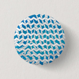 Zebra Blue en White Chevron Ronde Button 3,2 Cm
