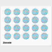 Zebra Blue en White Chevron Ronde Sticker (Vel)