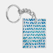 Zebra Blue en White Chevron Sleutelhanger (Voorkant Links)