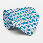 Zebra Blue en White Chevron Stropdas (Opgerold)