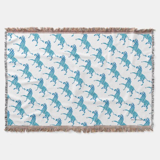 Zebra Blue en White Silhouette Deken (Voorkant)