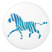 Zebra Blue en White Silhouette Keramische Knop (Voorkant)