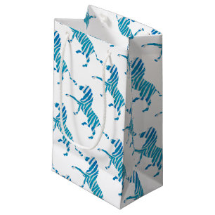 Zebra Blue en White Silhouette Klein Cadeauzakje