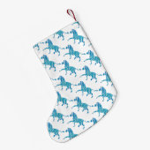 Zebra Blue en White Silhouette Kleine Kerstsok (Achterkant (Hangend))