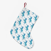 Zebra Blue en White Silhouette Kleine Kerstsok (Voorkant (Hangend))