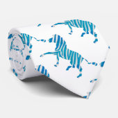 Zebra Blue en White Silhouette Stropdas (Opgerold)