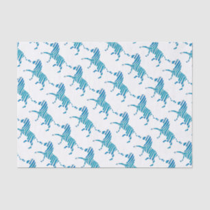 Zebra Blue en White Silhouette Tissuepapier