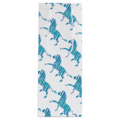 Zebra Blue en White Silhouette Wijn Cadeautas (Voorkant)