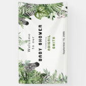 Zebra Botanisch Baby shower Welkom Spandoek (Verticaal)