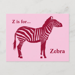 Zebra - Bourgogne en roze Briefkaart