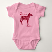 Zebra - Bourgogne en roze Romper (Voorkant)