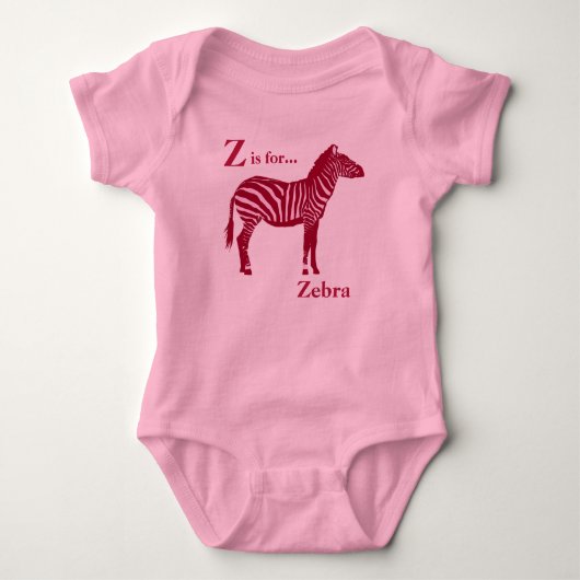 Zebra - Bourgogne en roze Romper (Voorkant)