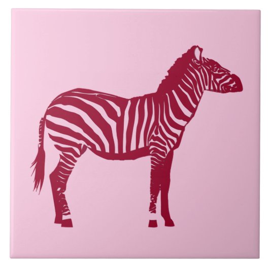 Zebra - Bourgogne en roze Tegeltje (Voorkant)