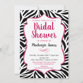 Zebra Bridal Shower Uitnodiging Roze Zwart wit (Voorkant)
