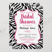 Zebra Bridal Shower Uitnodiging Roze Zwart wit (Voorkant / Achterkant)