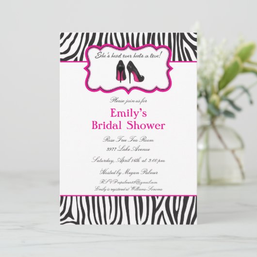 Zebra Bridal Shower-uitnodigingen Kaart (Staand voorkant)