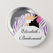 Zebra Bride Bridesmaid Button/Pin Paars Ronde Button 7,6 Cm (Voorkant /achterkant)