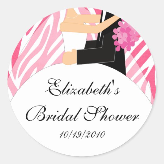 Zebra Bride Groom Vrijgezellenfeest Sticker PInk (Voorkant)
