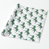 Zebra Brown en Blauwgroen Print Silhouette Cadeaupapier (Uitgerold)