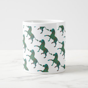 Zebra Brown en Blauwgroen Print Silhouette Extra Grote Beker