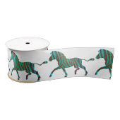 Zebra Brown en Blauwgroen Print Silhouette Lint (Spoel)