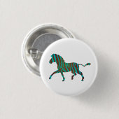 Zebra Brown en Blauwgroen Print Silhouette Ronde Button 3,2 Cm (Voorkant /achterkant)