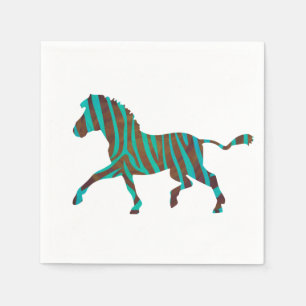 Zebra Brown en Blauwgroen Print Silhouette Servet