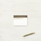 Zebra Brown Gold Sparkle Glam Trendy Personalized Post-it® Notes (Op bureau)