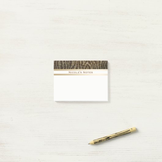 Zebra Brown Gold Sparkle Glam Trendy Personalized Post-it® Notes (Op bureau)